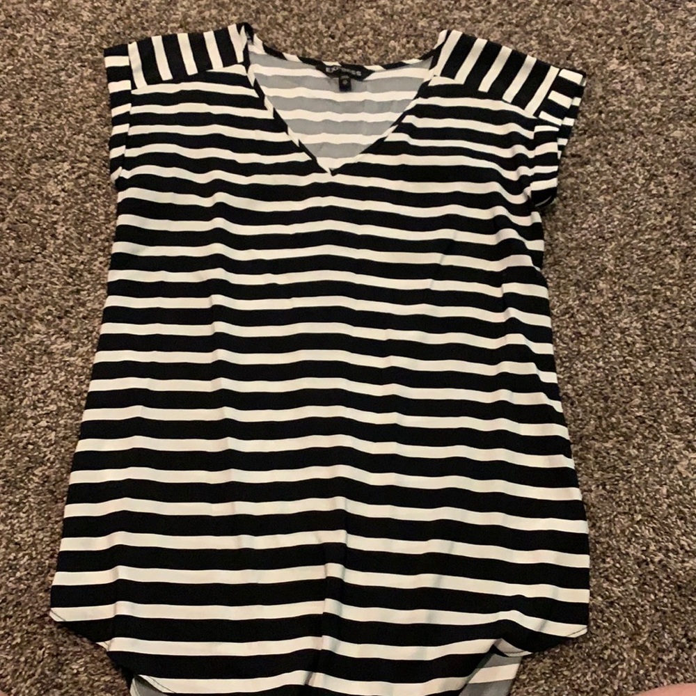 Express B&W Striped Blouse